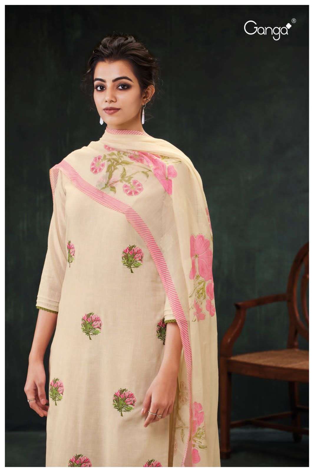 ganga trisha 1658 linen cotton designer salwar kameez 2 pcs set to set catalogue 