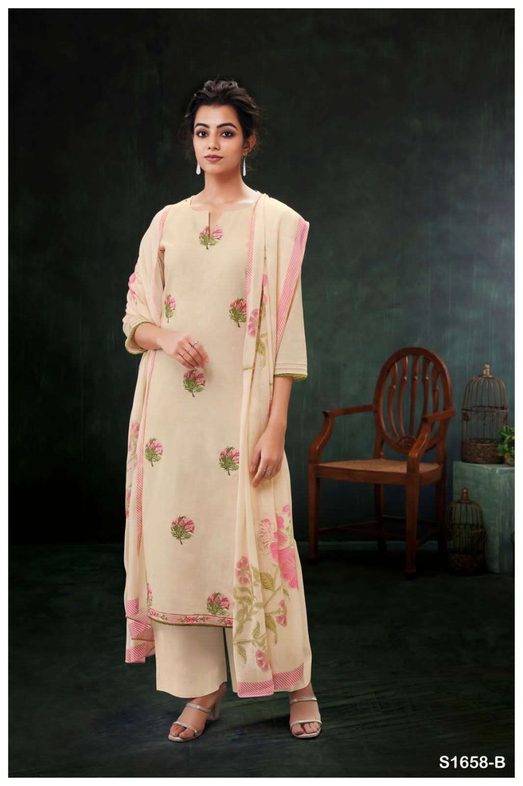 ganga trisha 1658 linen cotton designer salwar kameez 2 pcs set to set catalogue 