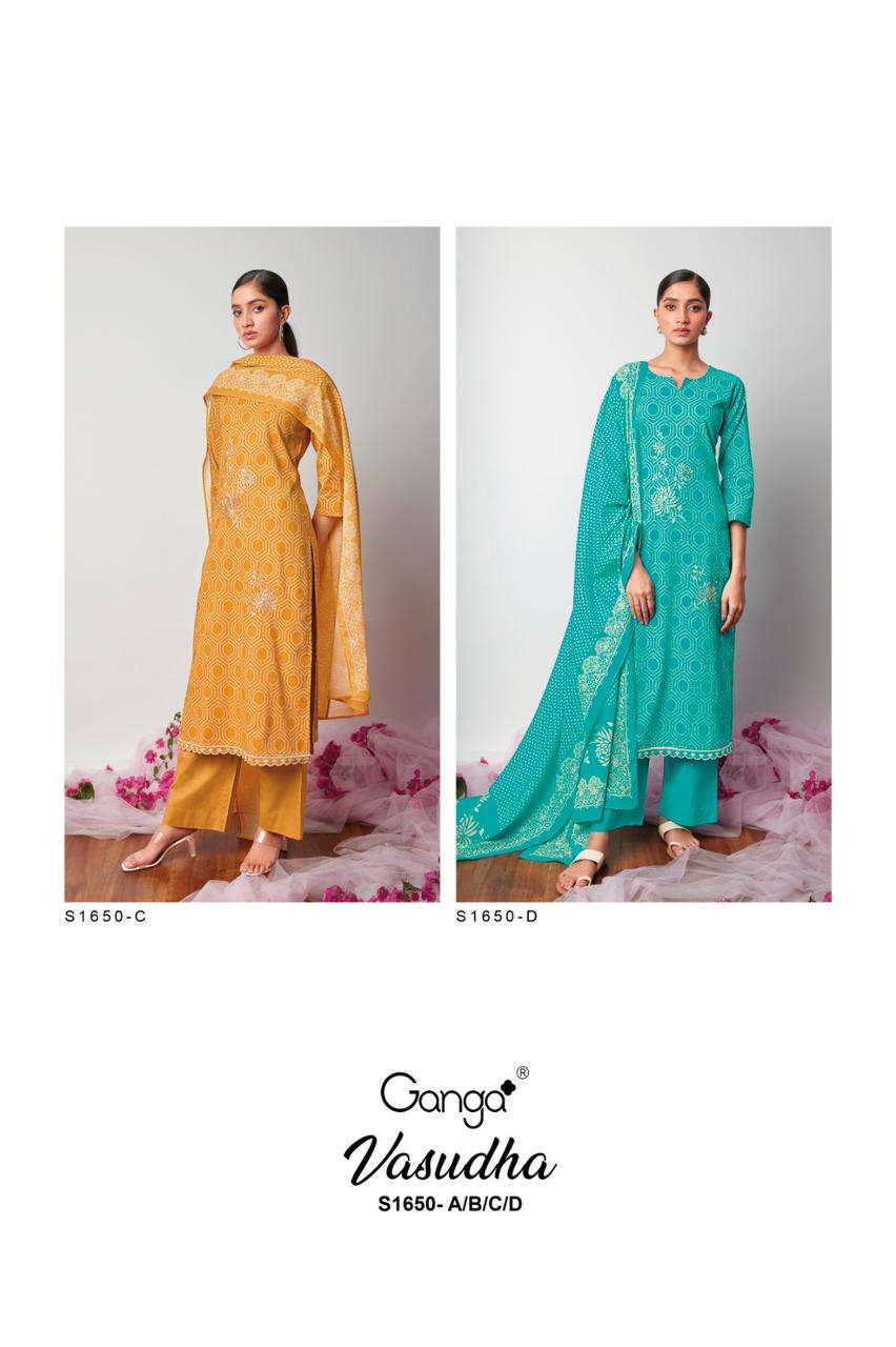 ganga vasudha 1660 series premium cotton designer salwar kameez catalogue manufacturer surat 