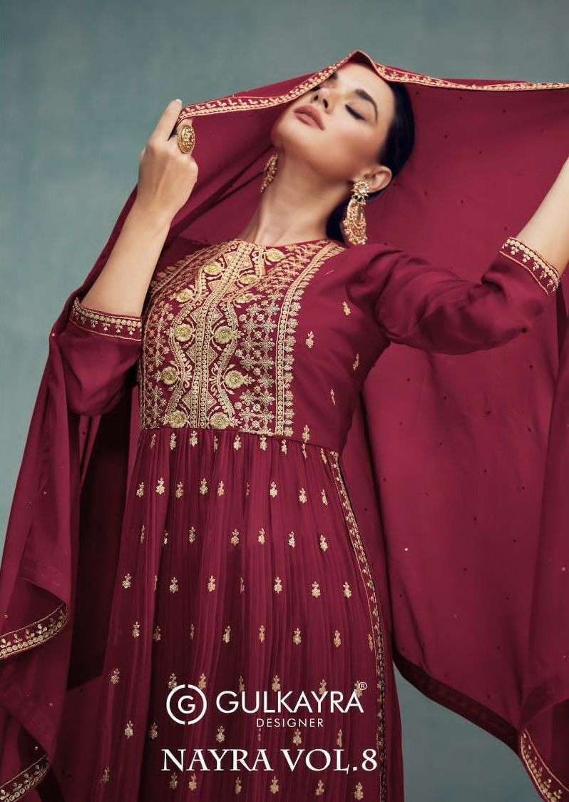 gulkayra designer nayra vol-8 7208 series blooming georgette designer party wear suits latest collection 2023