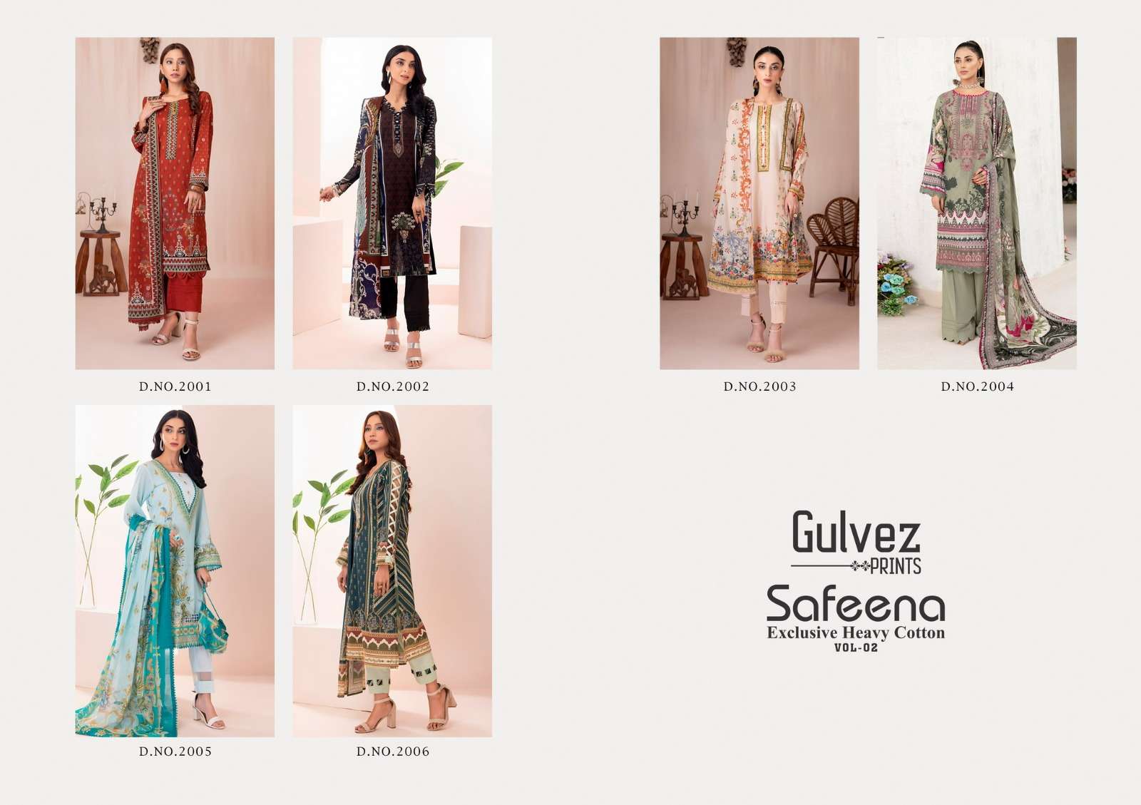 gulvez prints safeena vol-2 2001-2006 series pakistani salwar kameez catalogue wholesale price surat