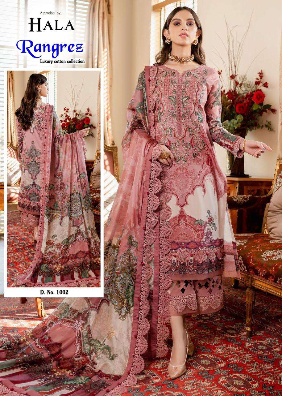hala rungrez pure cotton designer pakistani salwar kameez catalogue manufacturer surat