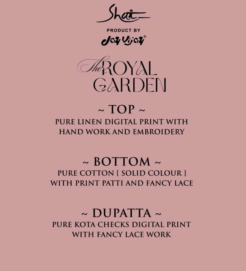 jay vijay the royal garden 8081-8086 series stylish designer top bottom with dupatta catalogue wholesaler surat 
