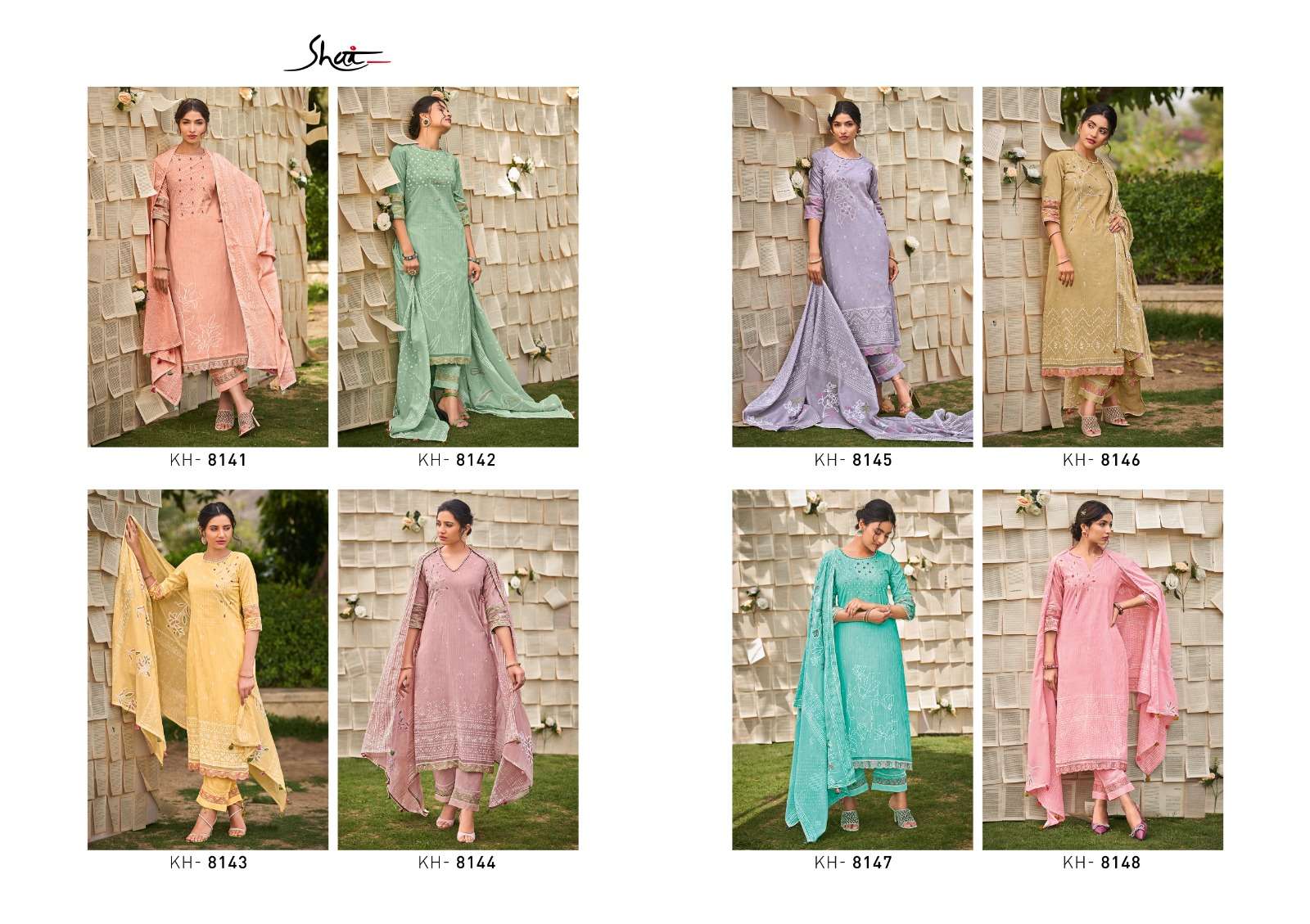 jayvijay khat 8141-8148 series designer summer khadi block printed suits wholesale dealer surat