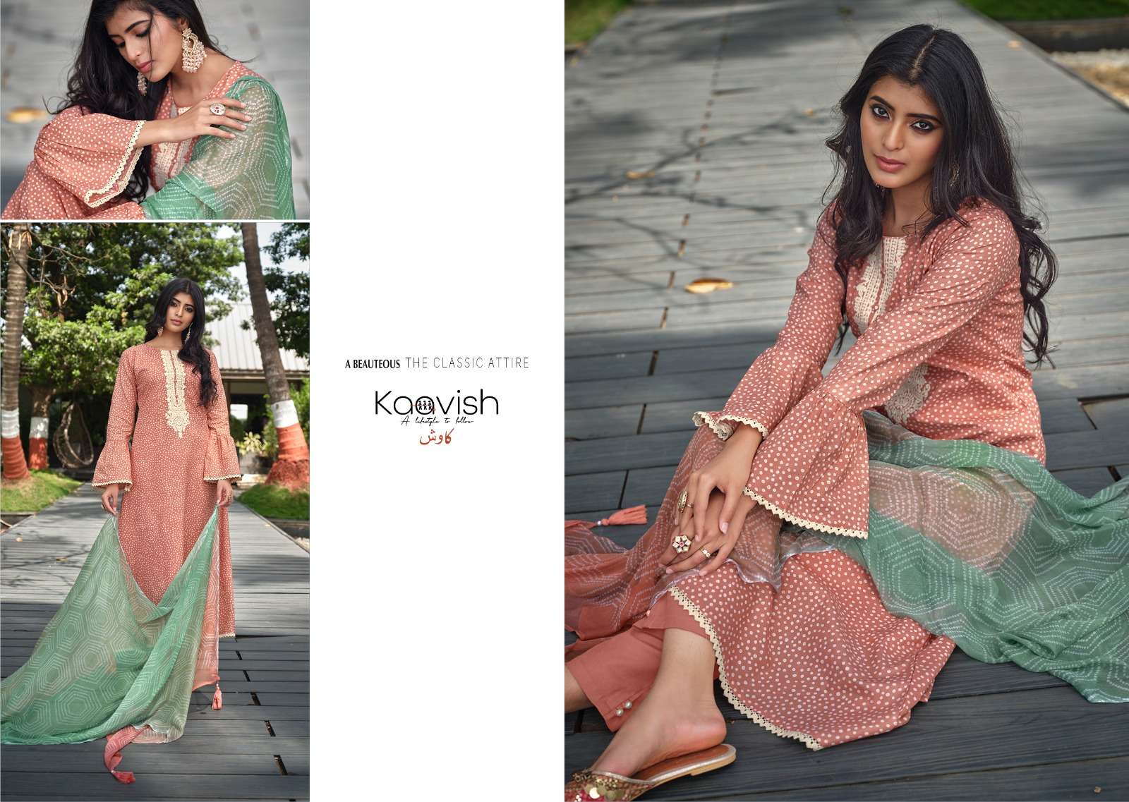 kaavish fashion rang bandhej 10001-10009 series unstich designer salwar kameez catalogue online supplier surat