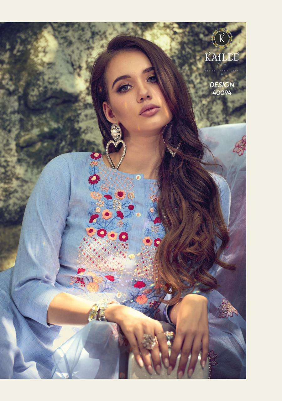 kailee gulfam 40091-40096 series fancy designer top bottom with dupatta latest collection surat