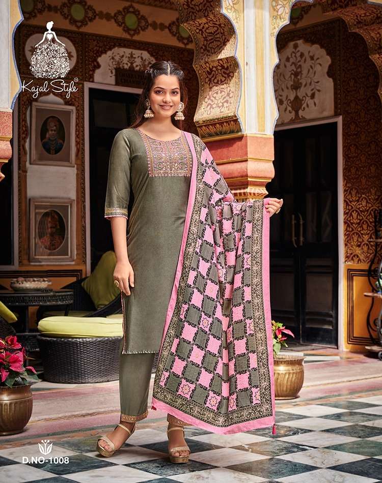 kajal style ambarsaiya vol-1 1001-1008 series straight kurti with pant and fancy dupatta latest collection 2023