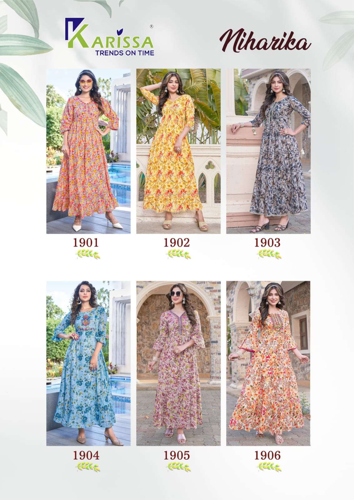 karissa trends niharika 1901-1906 series trendy designer long kurtis catalogue wholesale price surat