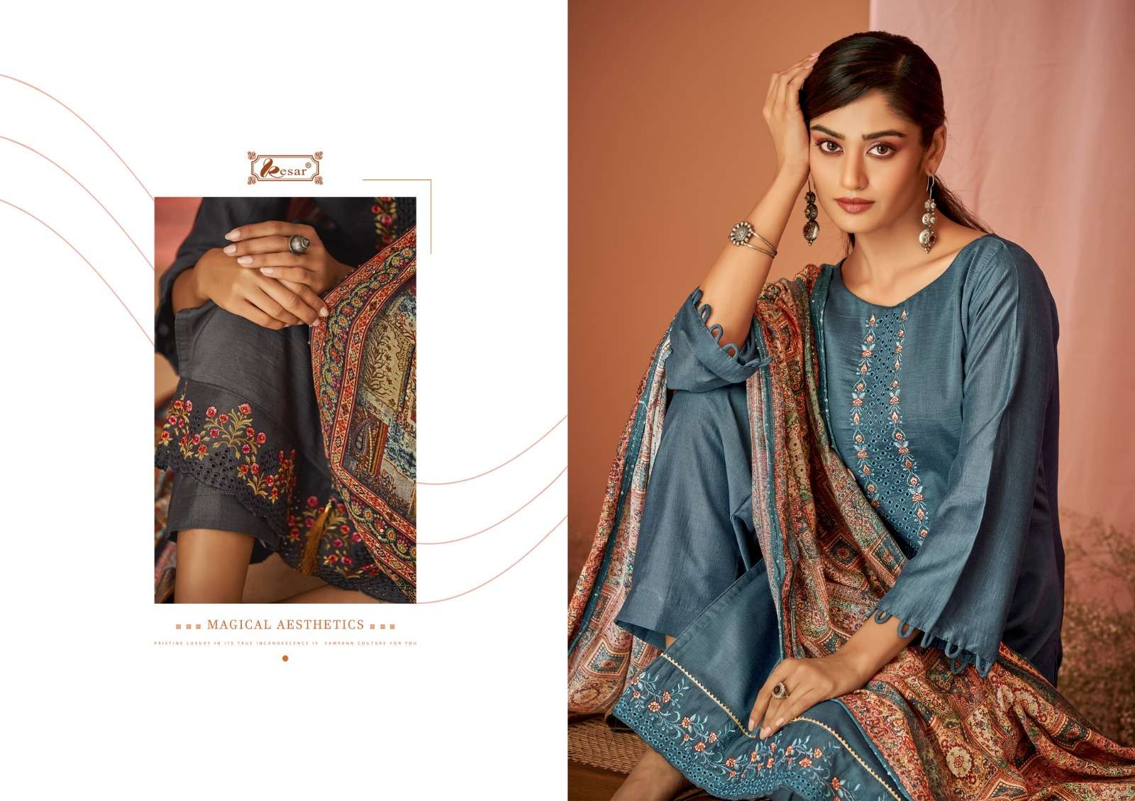 kesar chandani viscose muslin designer salwar kameez catalogue latest catalogue 2023 