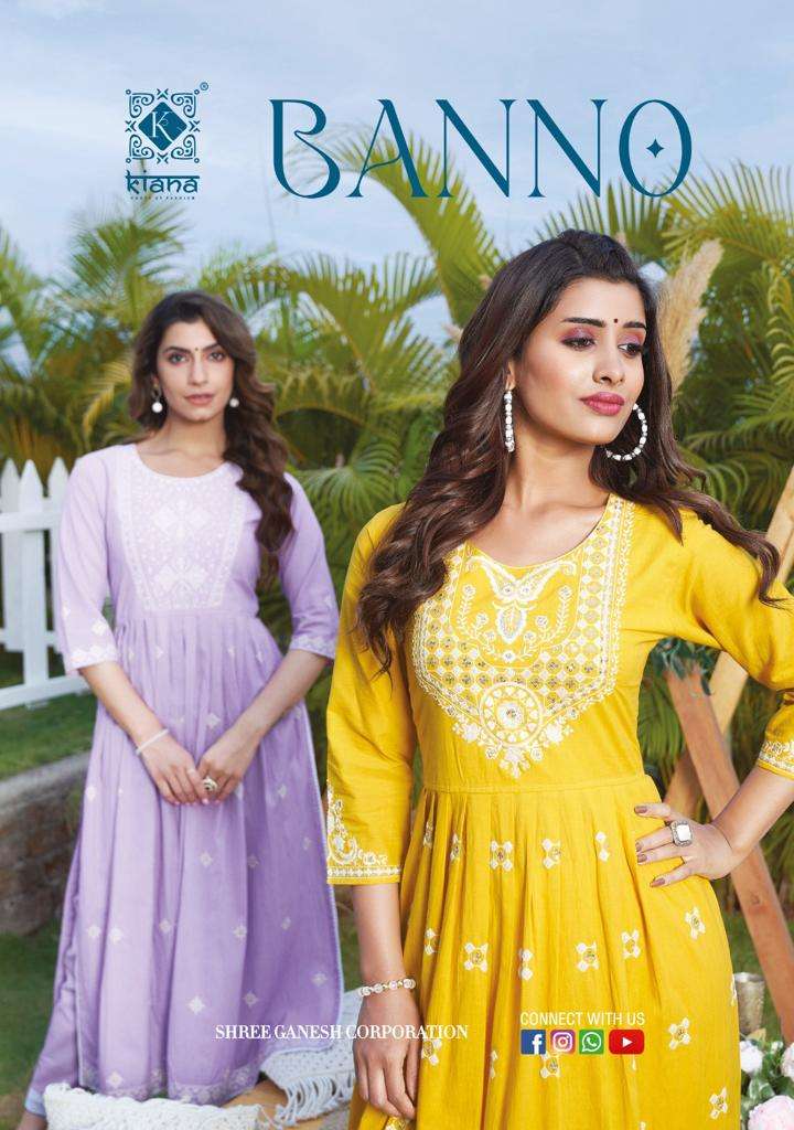 kiana fashion banno 01-08 series stylish look in summer season new nayra kurti set catalogue surat