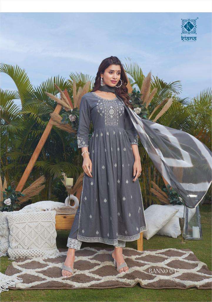 kiana fashion banno 01-08 series stylish look in summer season new nayra kurti set catalogue surat