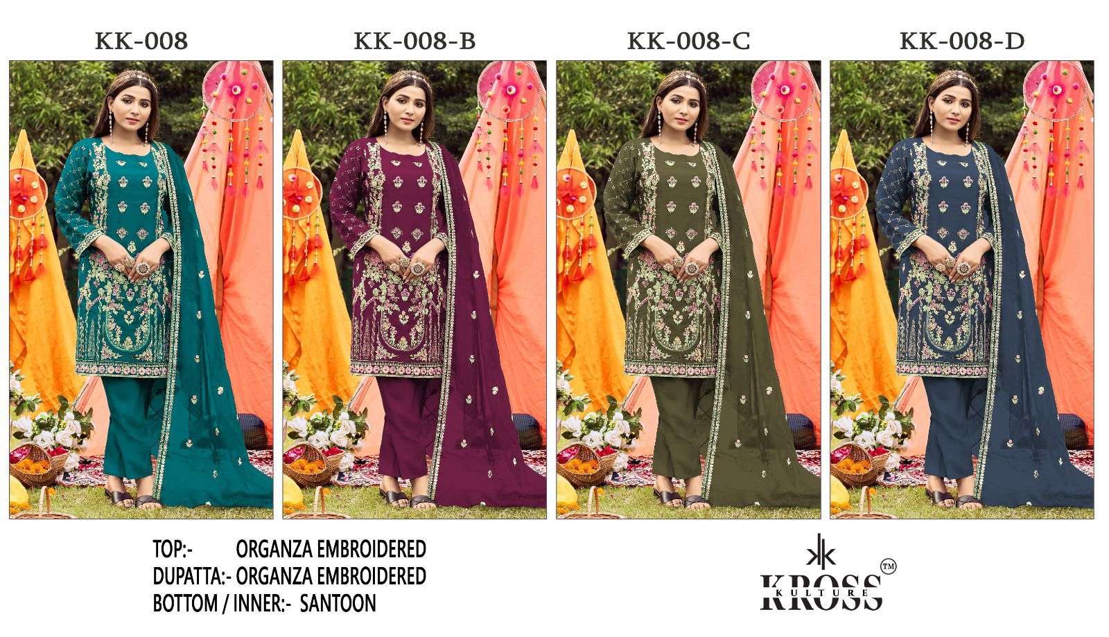 kross kulture kk-008 series stylish look designer latest pakistani suits manufacturer surat