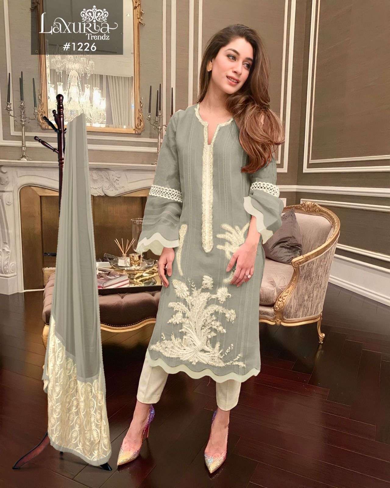 laxuria trendz 1226 attractive colour ready to wear pakistani georgette tunic pant set collection 