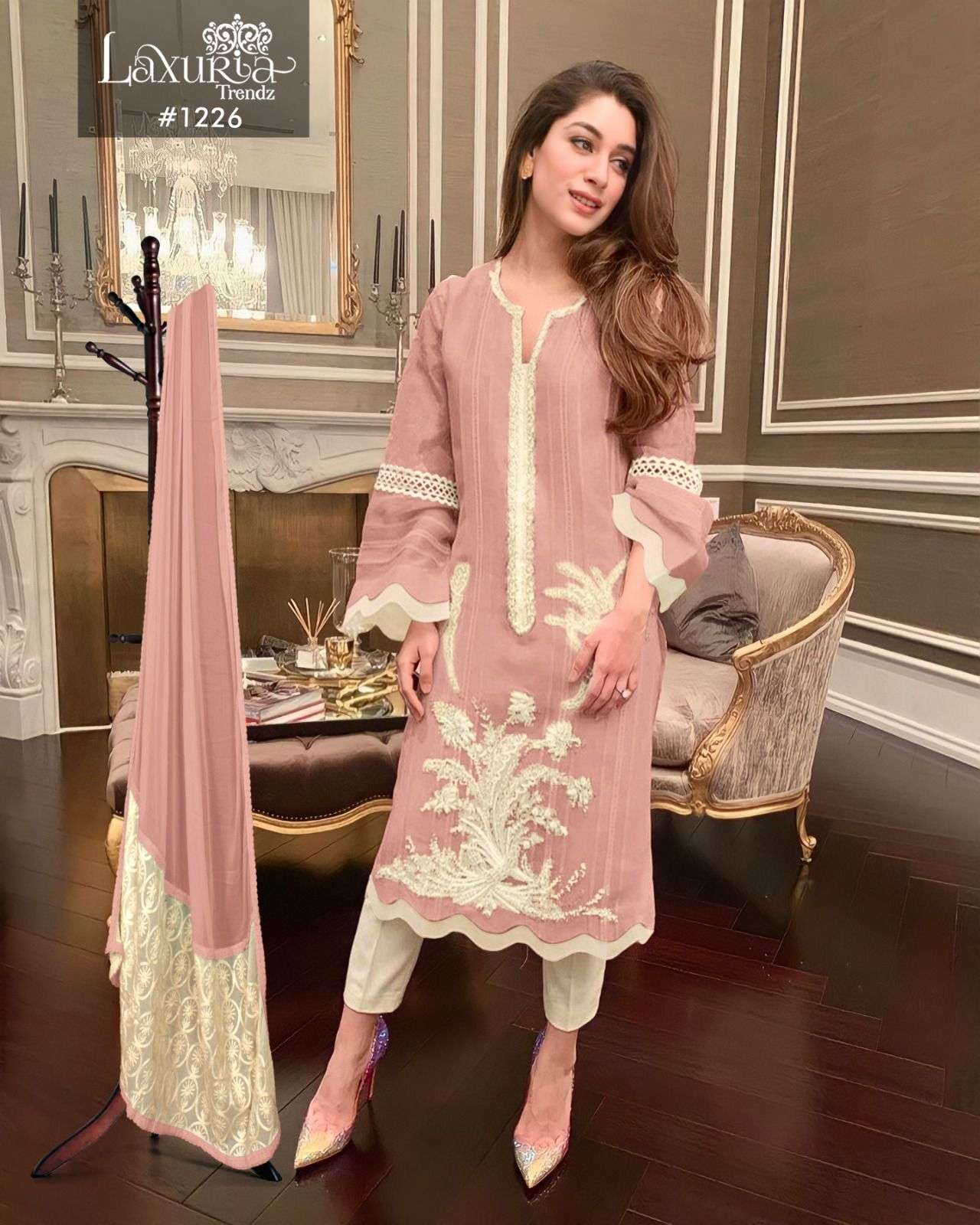 laxuria trendz 1226 attractive colour ready to wear pakistani georgette tunic pant set collection 