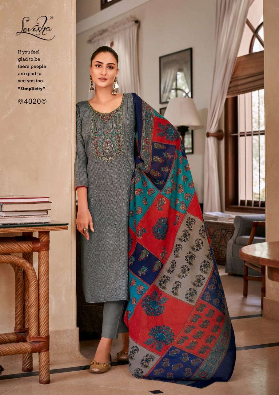 levisha panihari 4013-4020 series zam cotton designer salwar kameez dress material new catalogue surat 