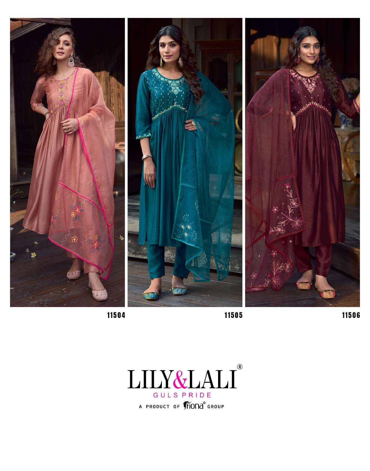 lily and lali alia 11501-11506 series exclusive designer top and bottom with dupatta latest catalogue manufacturer surat 