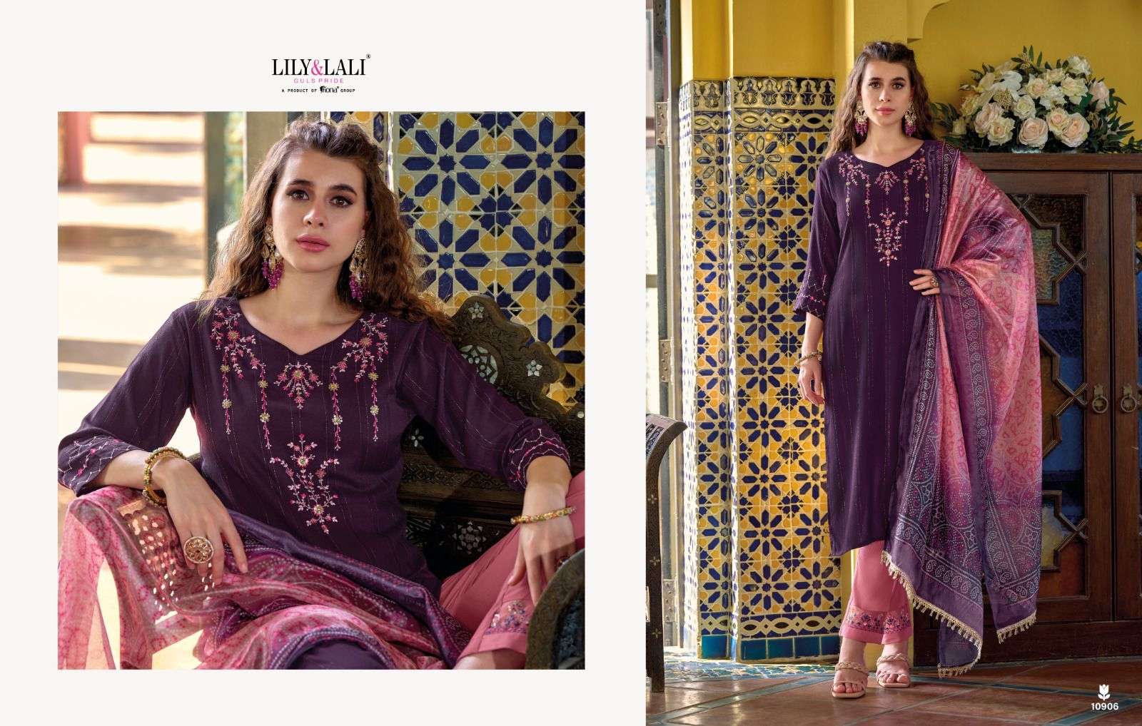 lily lali bandhej 10901-10906 series designer ready made viscose reyon salwar suits online shopping surat