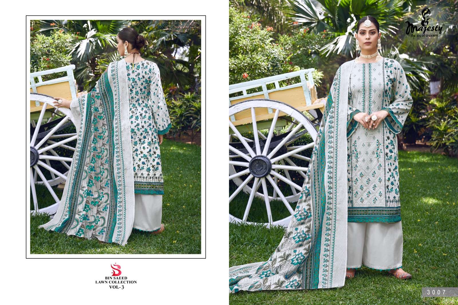 majesty bin saeed vol-3 3005-3008 series fancy designer pakistani salwar suits catalogue collection 2023