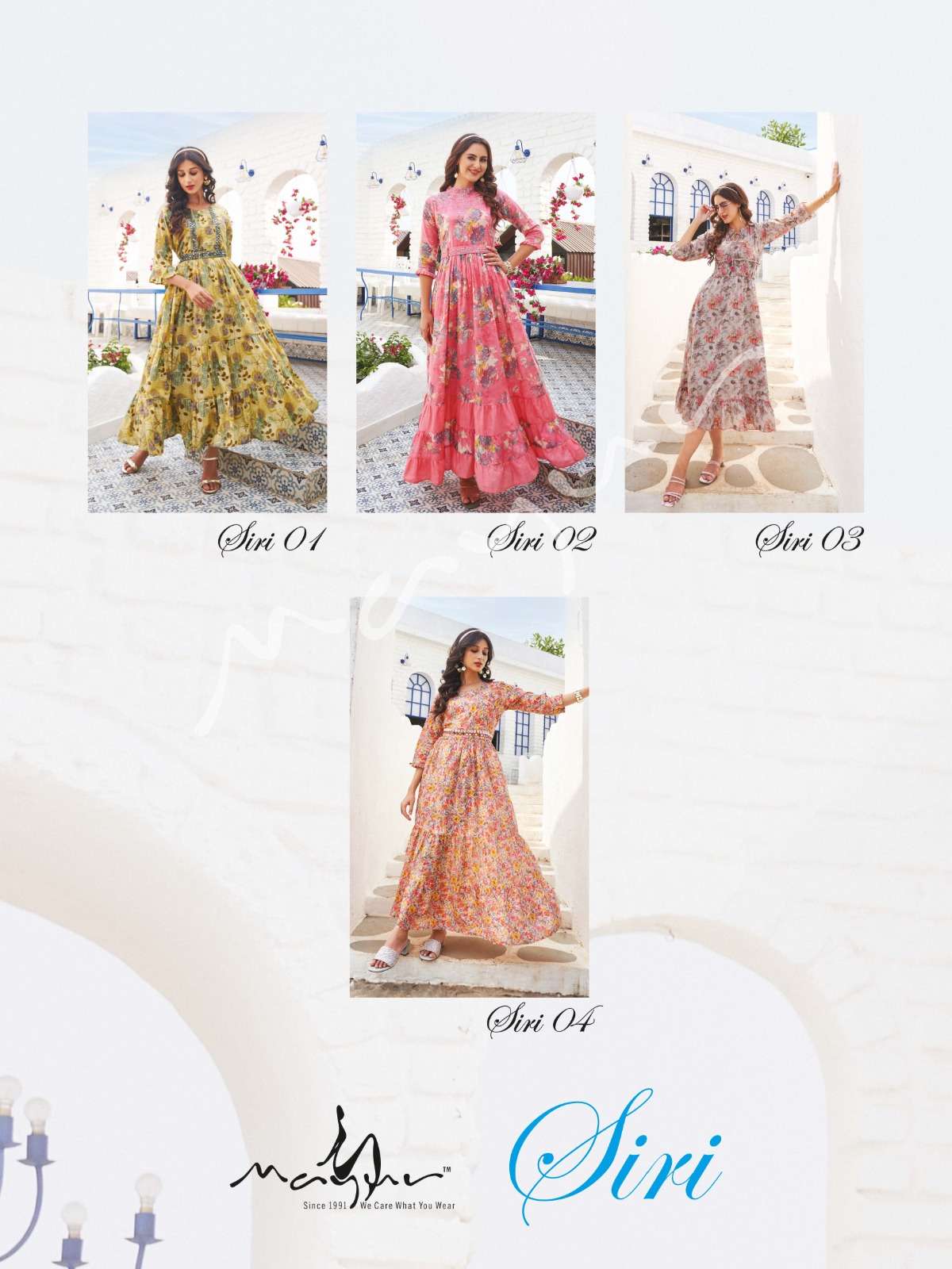 mayur creation siri 01-04 series exclusive designer long dress catalogue wholesale price surat 