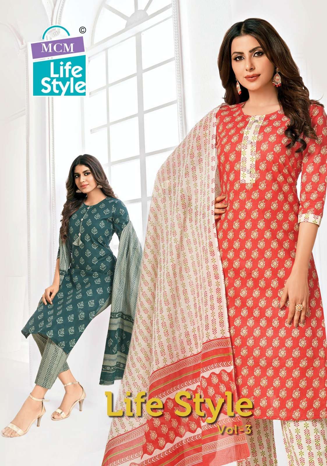 mcm lifestyle life style vol-3 144-155 series readymade designer salwar suits catalogue online supplier surat 