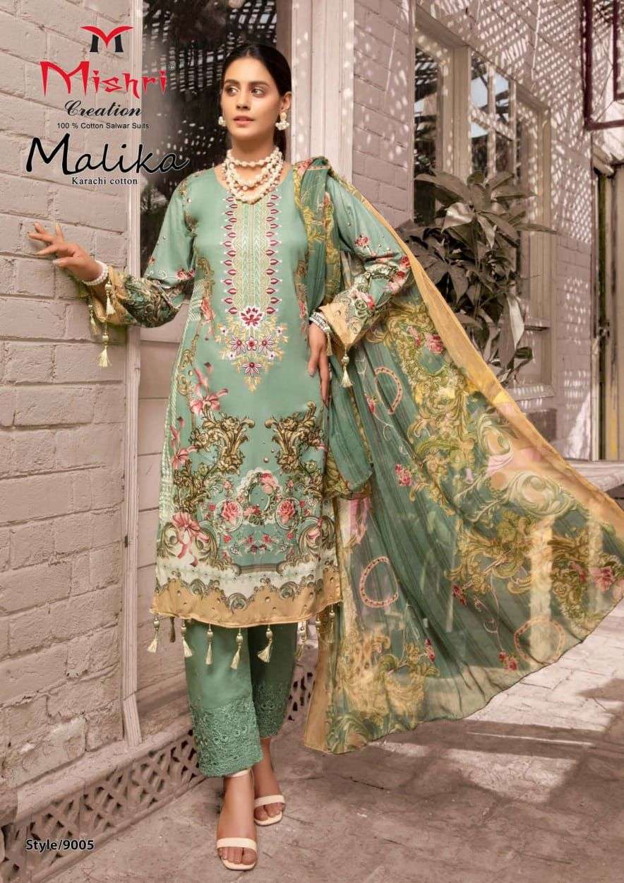 mishri creation malika vol-9 9001-9006 series karachi style designer pakistani salwar suits catalogue design 2023
