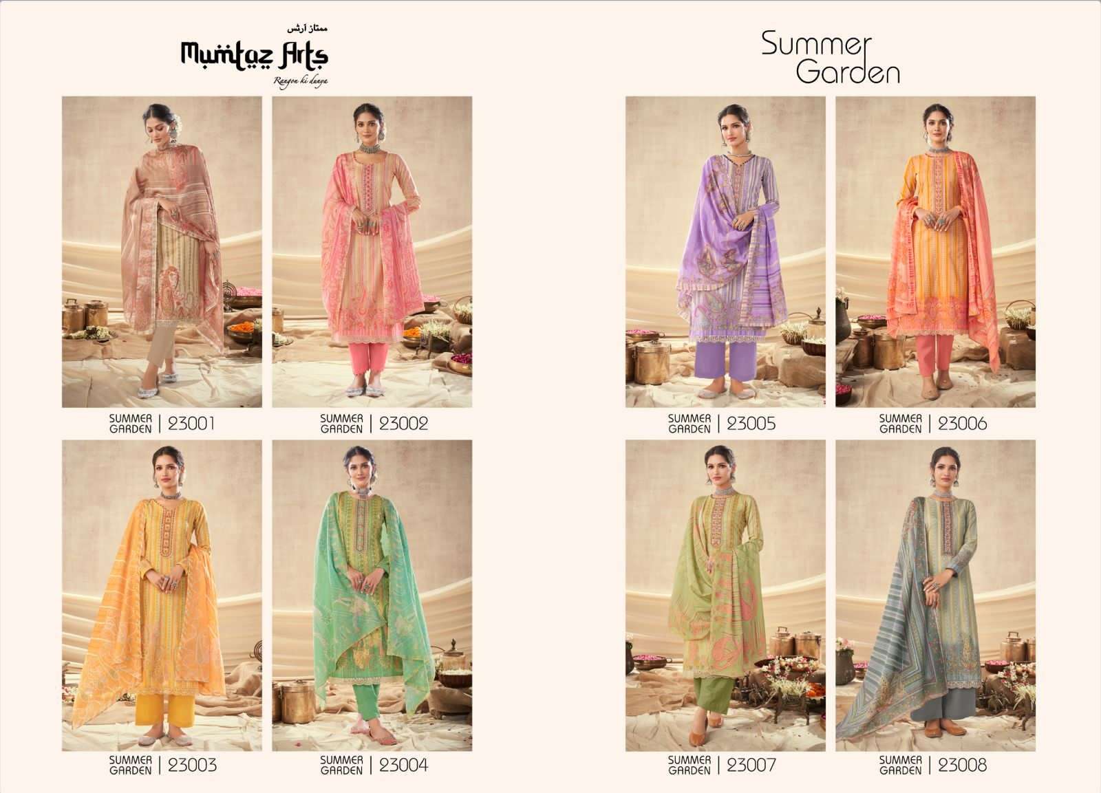 mumtaz arts summer garden 23001-23008 series indian designer salwar suits catalogue collection 2023 