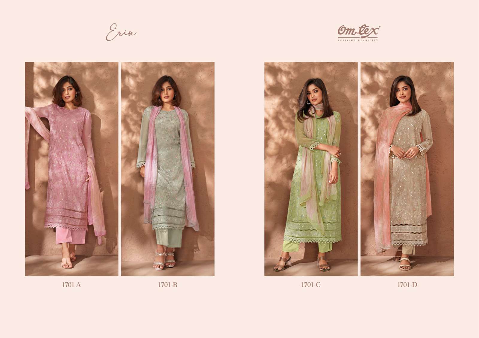 om tex erin 1701 series exclusive designer salwar kameez catalogue online dealer surat 
