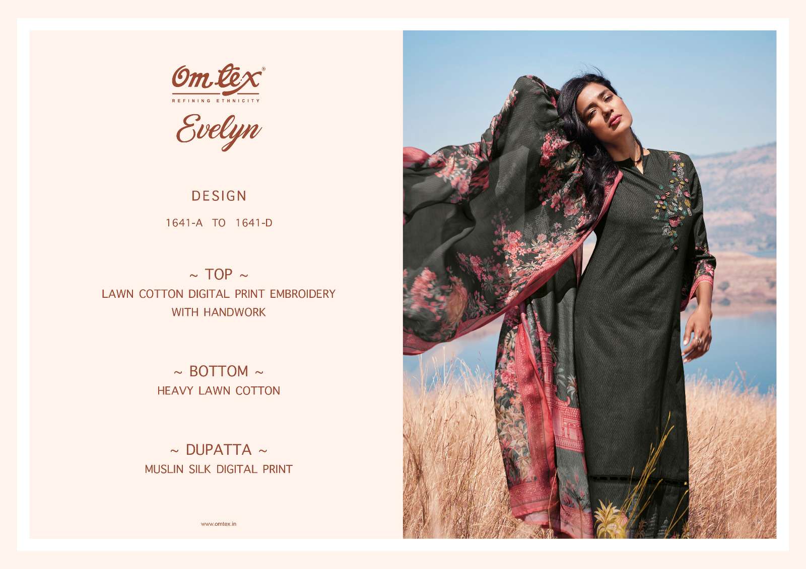 om tex evelyn 1641 series lawn cotton designer salwar kameez catalogue wholesale price surat