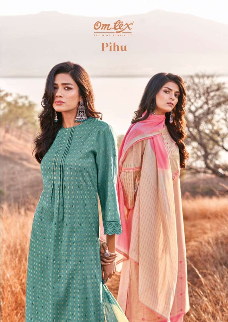 om tex pihu 321-326 series lawn cotton designer salwar kameez catalogue collection 2023