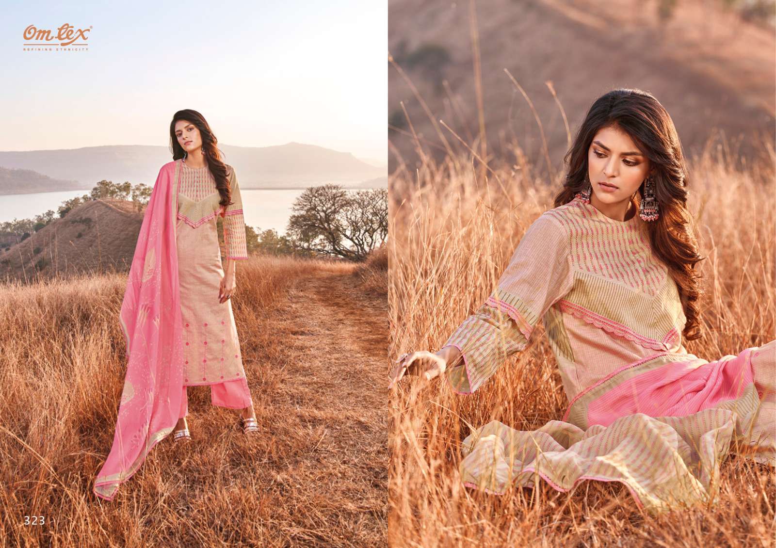 om tex pihu 321-326 series lawn cotton designer salwar kameez catalogue collection 2023