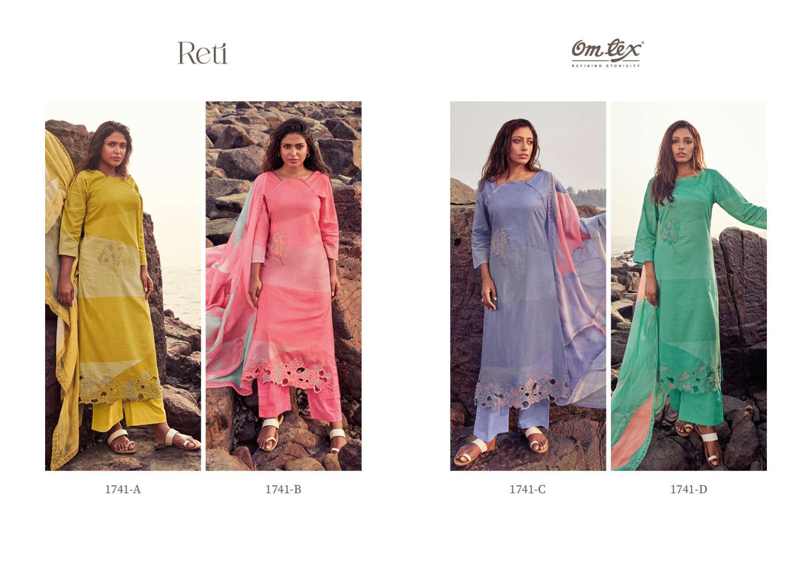 om tex reti 1741 series exclusive designer salwar kameez catalogue wholesaler surat