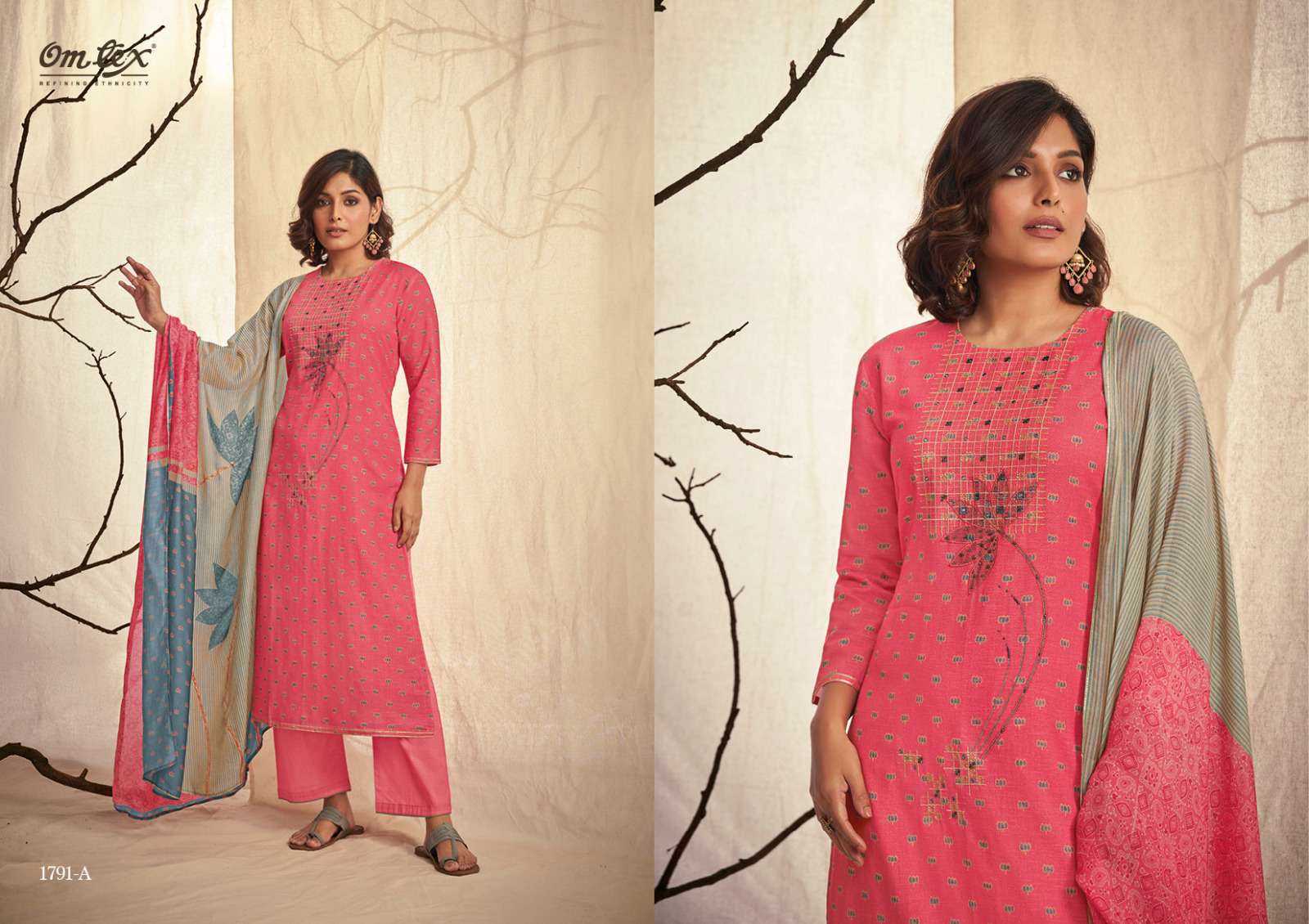 omtex nirvi 1791 colours linen cotton unstich fancy salwar kameez surat wholesale market