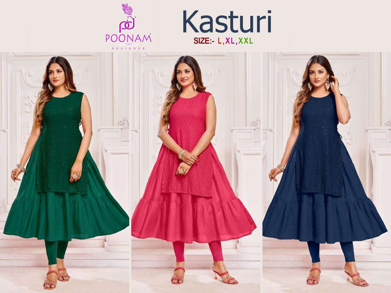 poonam designer kasturi fancy look designer gown catalogue wholesale price surat