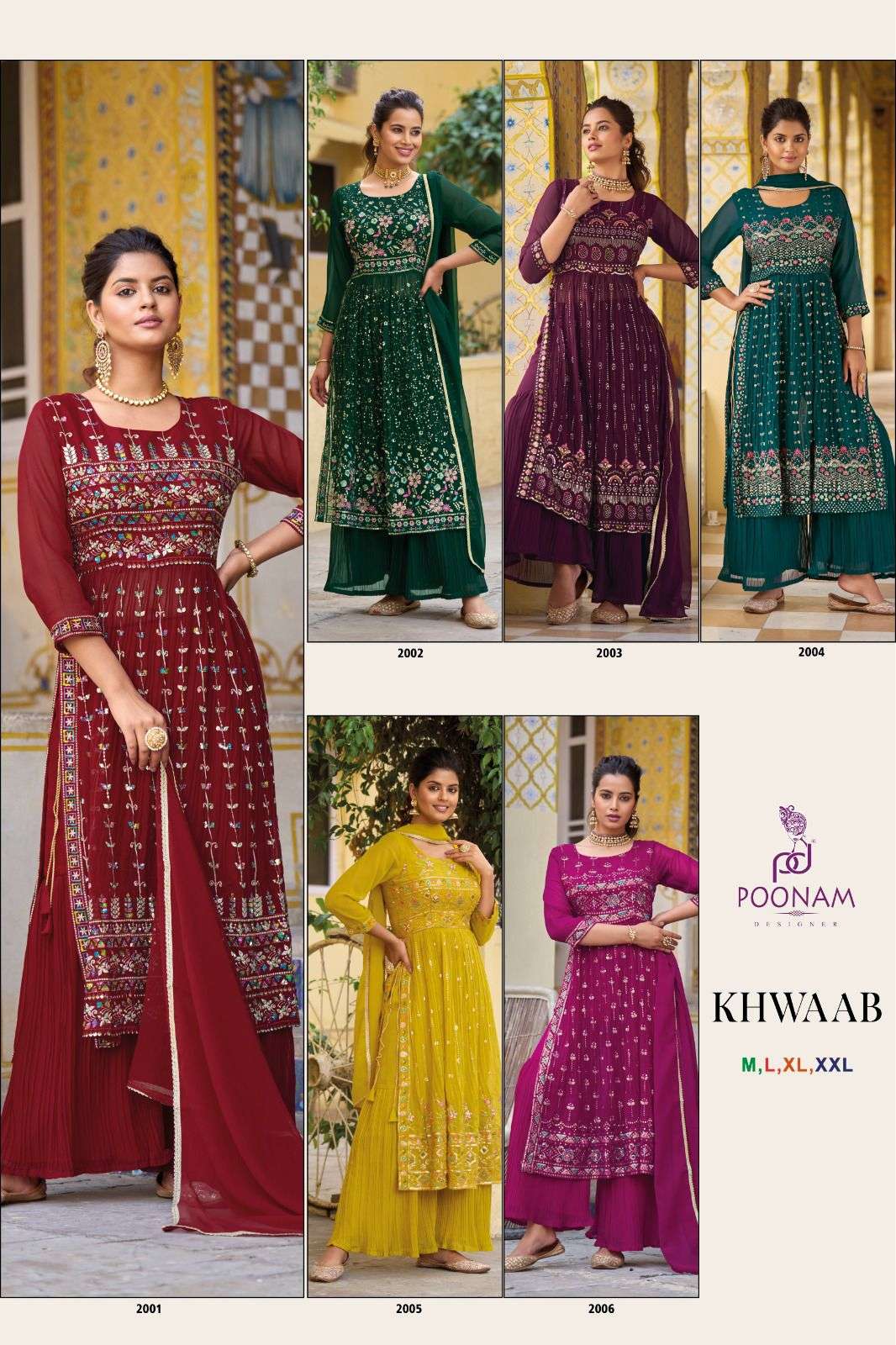poonam designer khwaab 2001-2006 series georgette designer readymade dress latest catalogue 