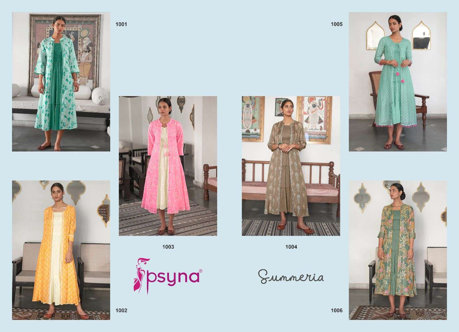psyna summeria 1001-1006 designer shrug with kurtis collection wholesale price surat