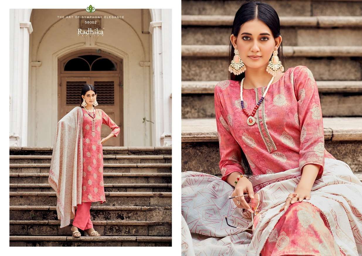 radhika fashion blossom vol-13 58001-58006 series blossom cotton printed salwar kameez surat