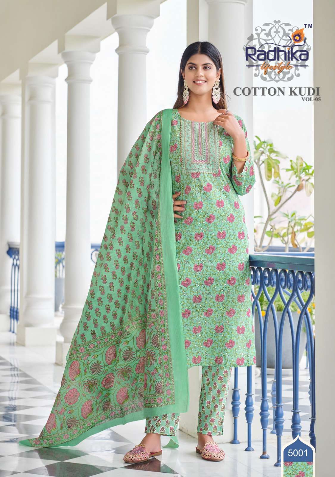 radhika lifestyle cotton kudhi vol 5 5001-5006 series cotton stich suits online best price surat 