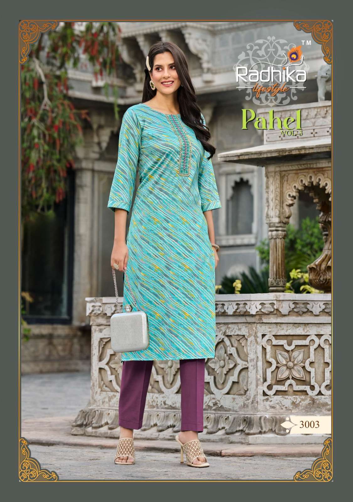 radhika lifestyle pahel vol-3 3001-3008 series fancy designer kurtis catalogue wholesaler surat 