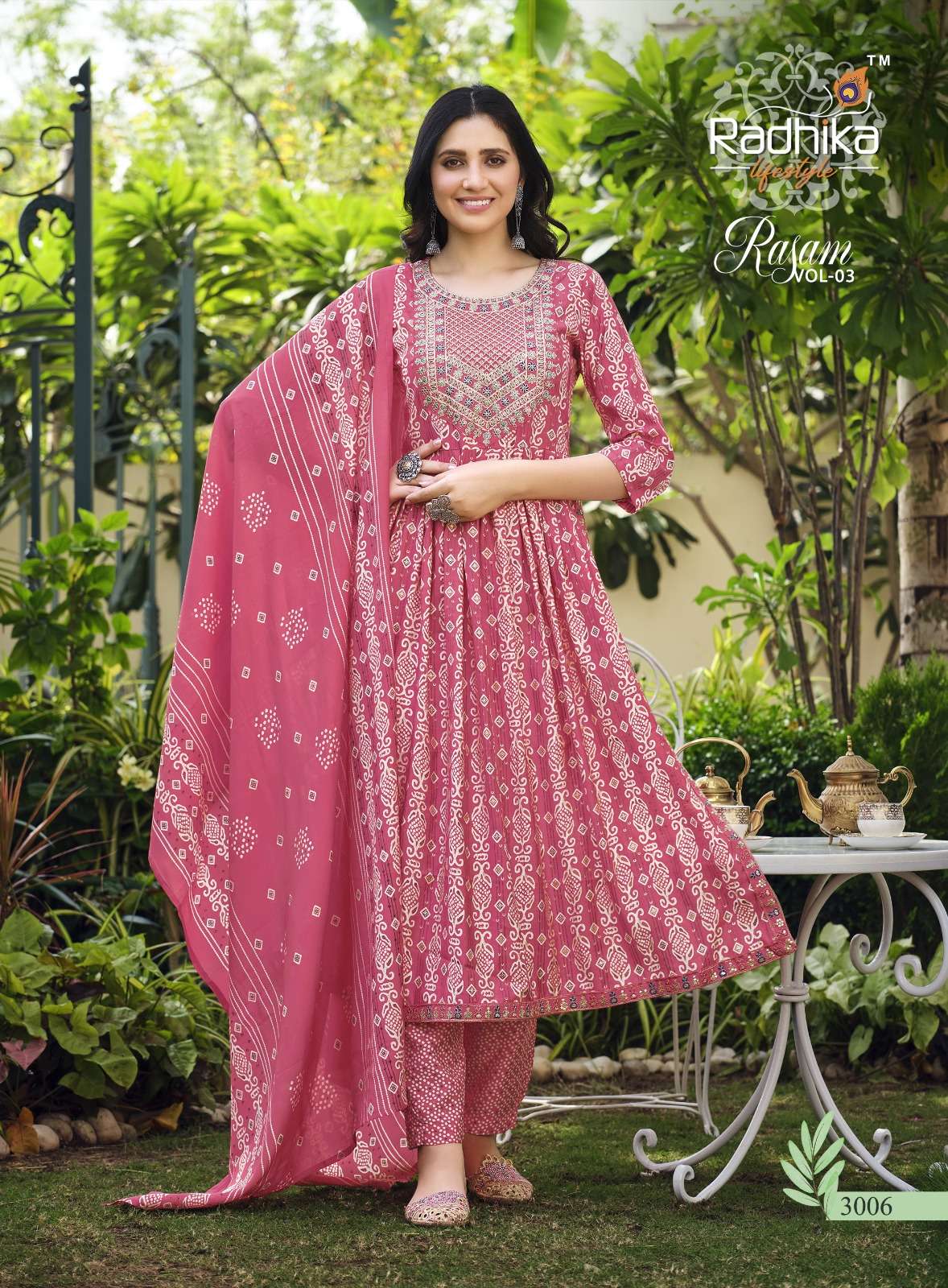 radhika lifestyle rasam vol-3 3001-3008 nayra cut fancy designer kurtis wholesale price surat