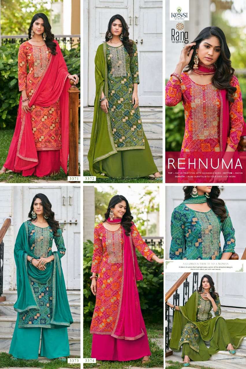 rang rehnuma 3371-3374 series unstich designer dress material catalogue design 2023 