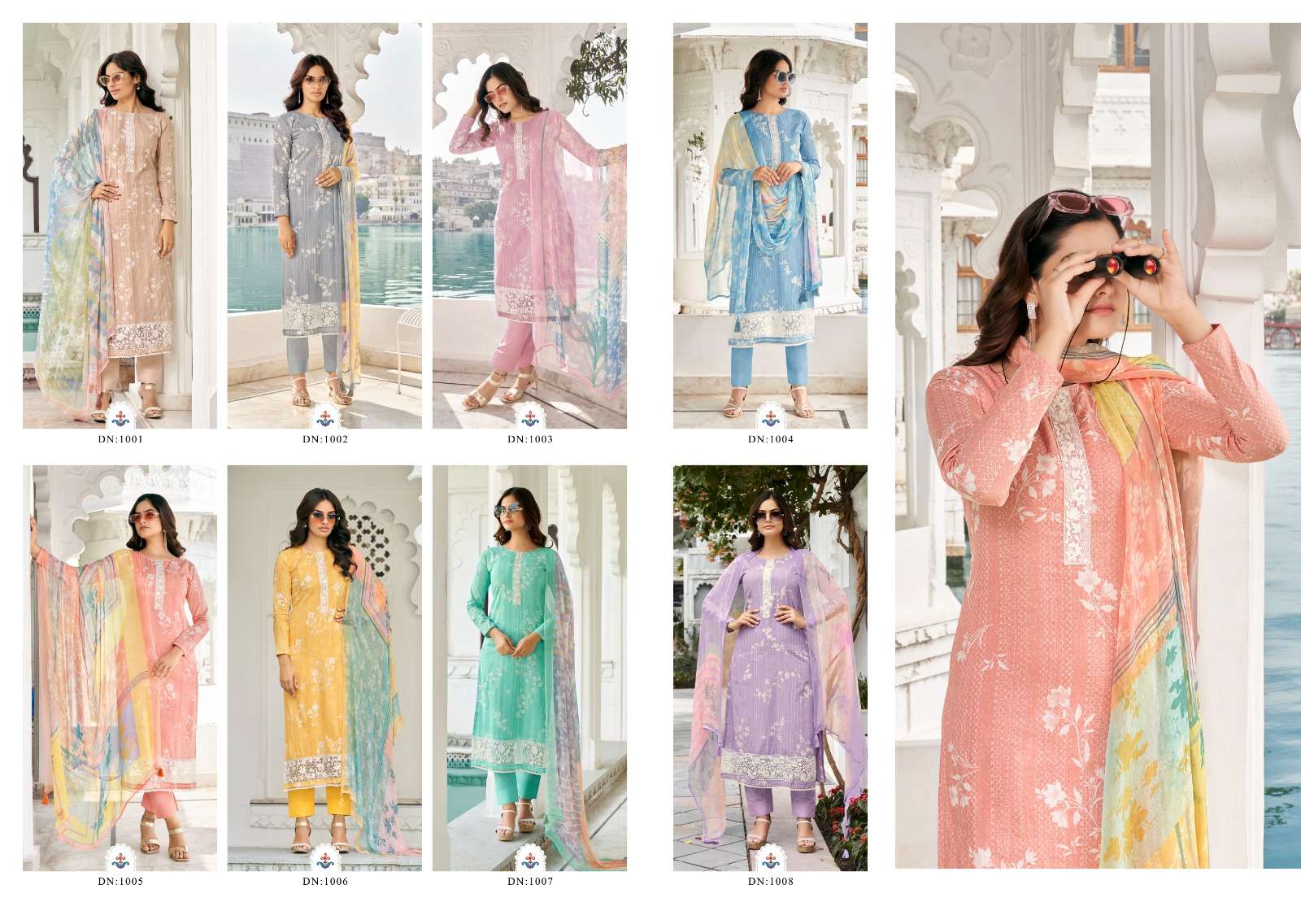 rupali fashion summer sunshine 1001-1008 series fancy designer salwar kameez catalogue wholesaler surat