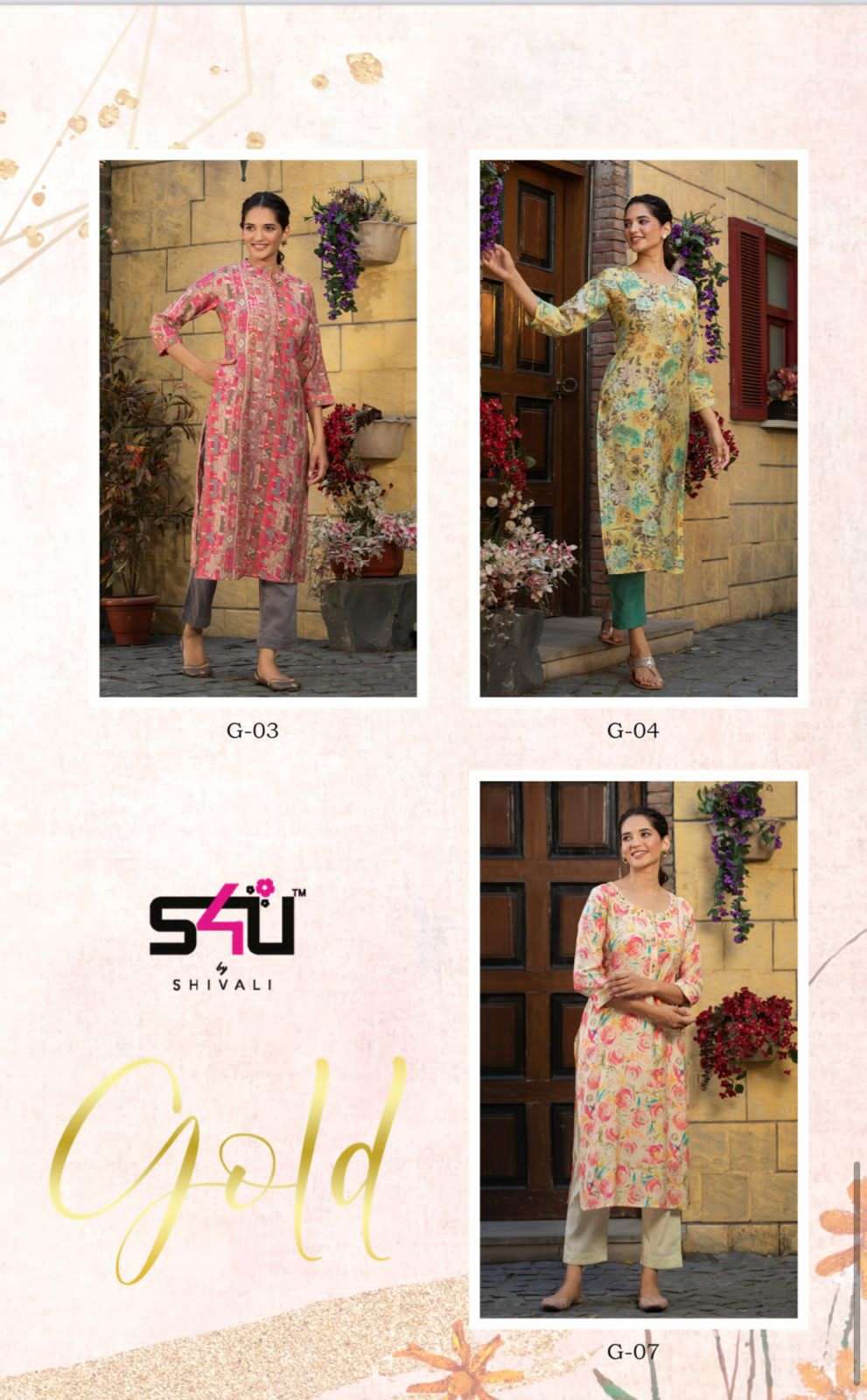 s4u by gold vol 4 01-07 series exclusive reyon kurti pant set latest catalogue online best rate 