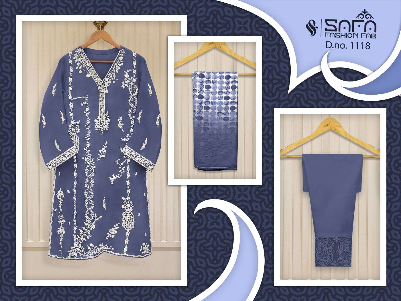 safa fashion fab 1118 series stylish designer pakistani salwar suits wholesaler surat