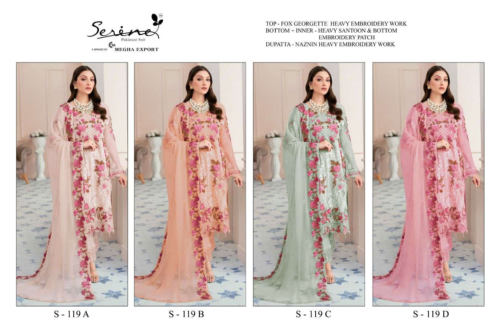 serine 119 series beautiful look designer pakistani salwar kameez wholesale rates in surat