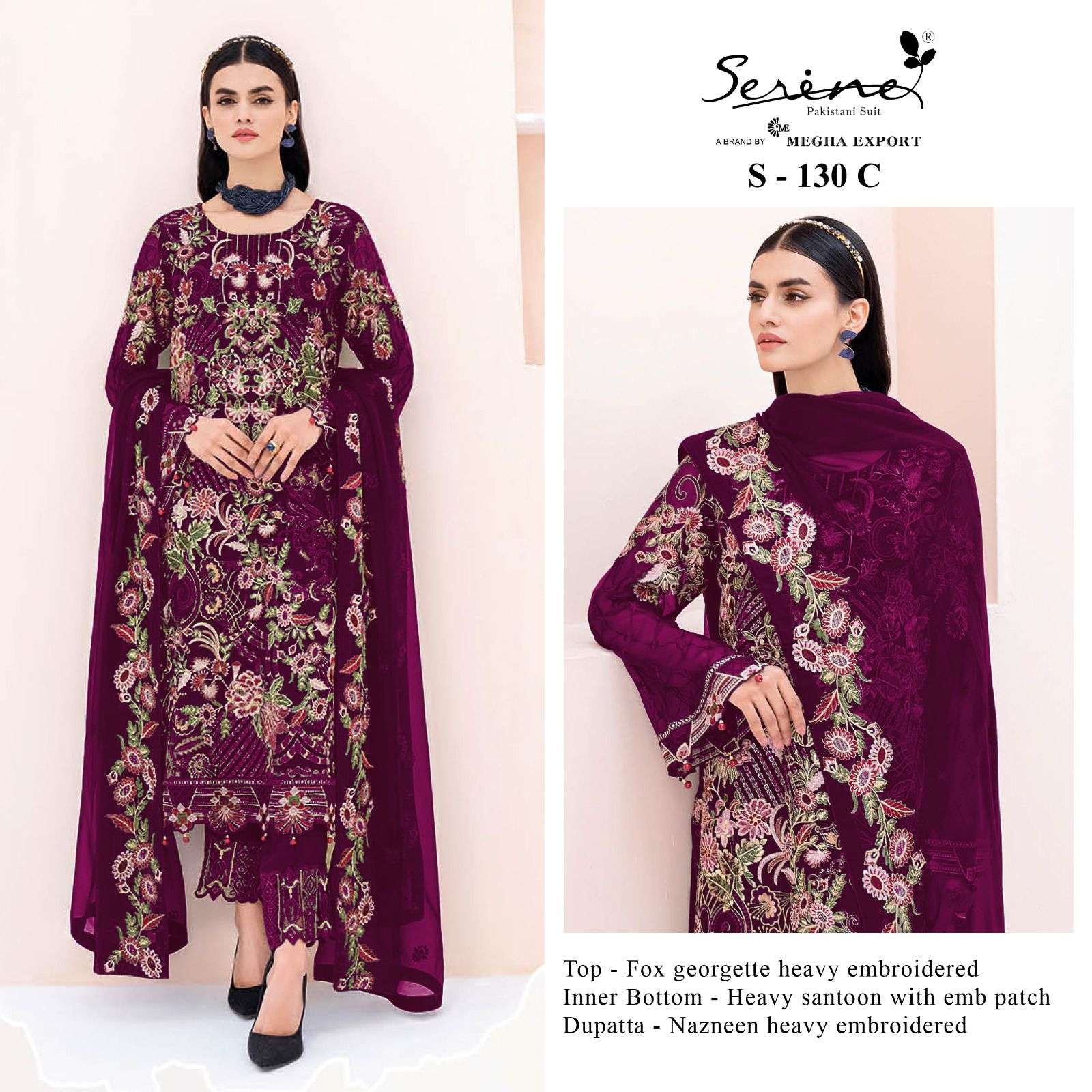 serine 130 series faux georgette designer pakistani salwar suits collection 2023