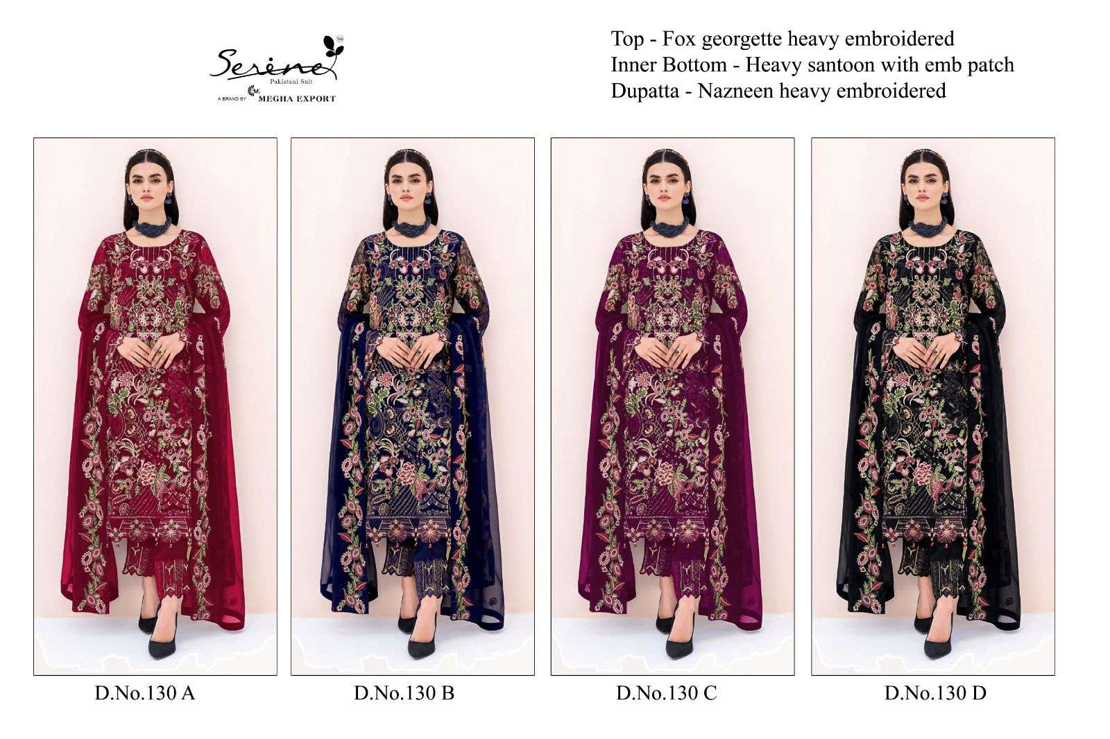 serine 130 series faux georgette designer pakistani salwar suits collection 2023