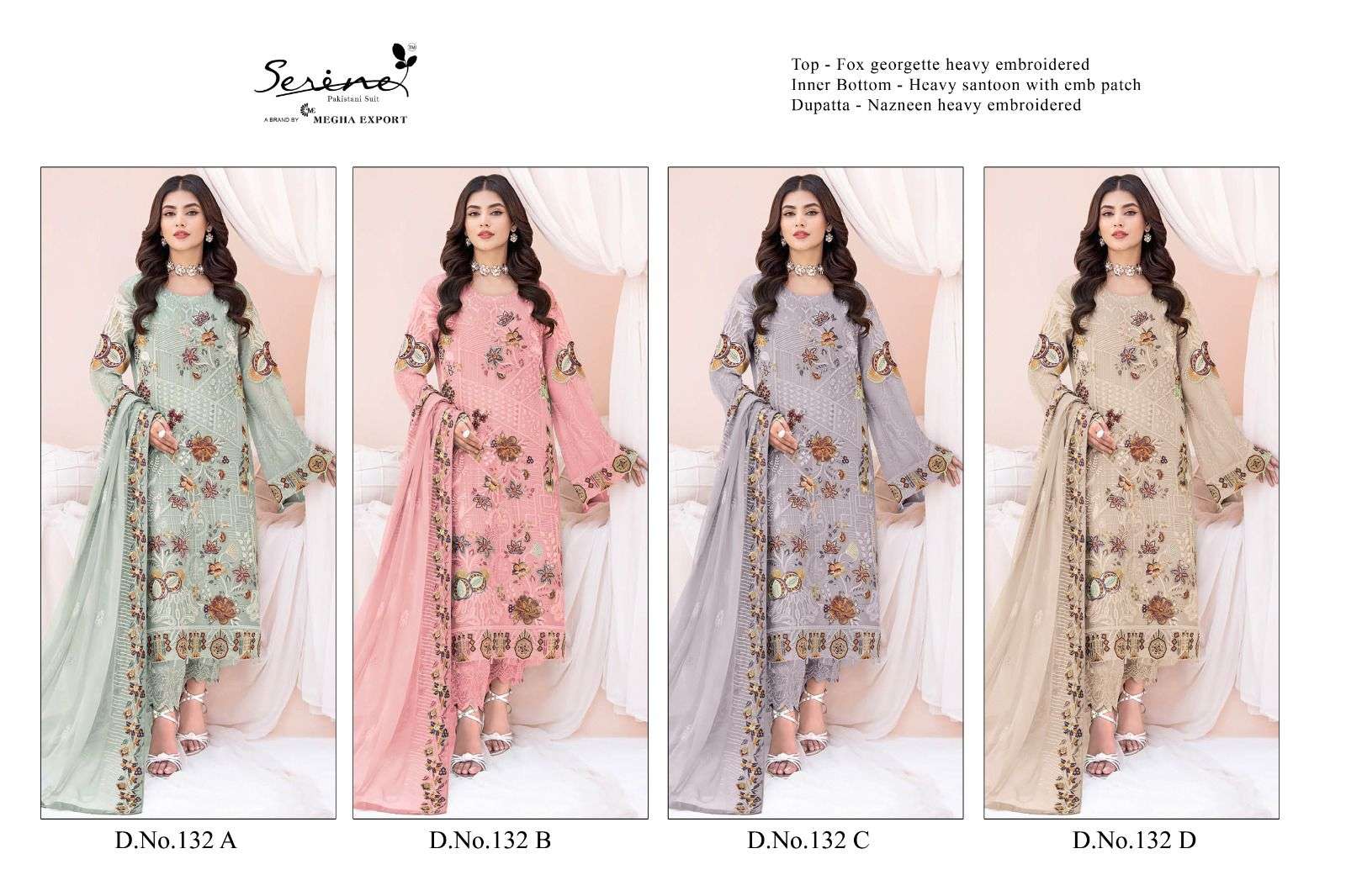 serine 132 series stylish look designer pakistani salwar kameez catalogue wholesaler surat