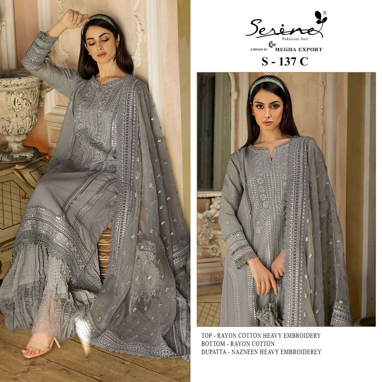 serine 137 series rayon cotton designer pakistani salwar suits catalogue wholesale price surat 