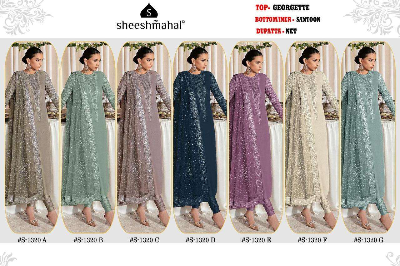 sheeshmahal 1320 series georgette designer pakistani salwar kameez catalogue design 2023 