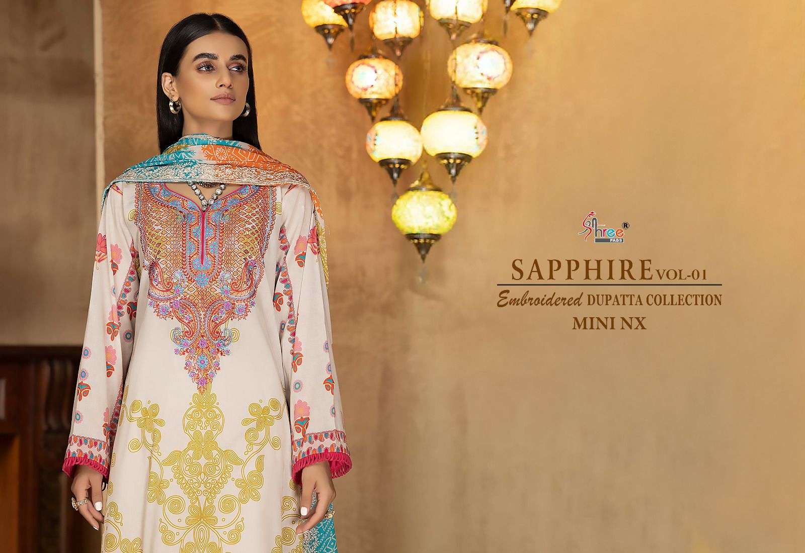 shree fab sapphire vol-1 mini nx 2555-2558 series pakistani salwar suits catalogue collection 2023